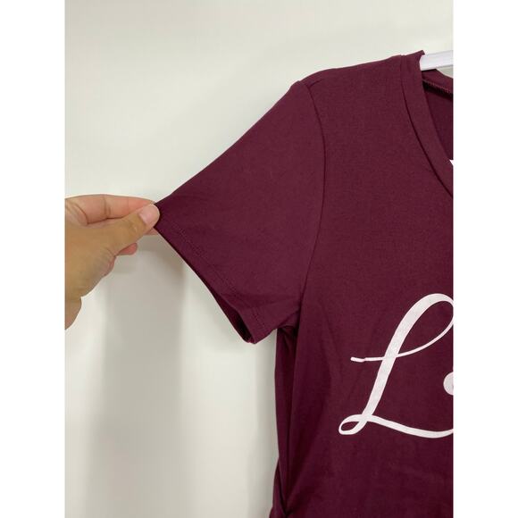 Ragdoll Maternity Purple Super Soft Loved Short Sleeve Rouched Shirt NEW Small - Picture 8 of 11